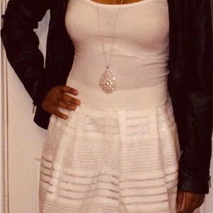 White Stretch Striped Mini